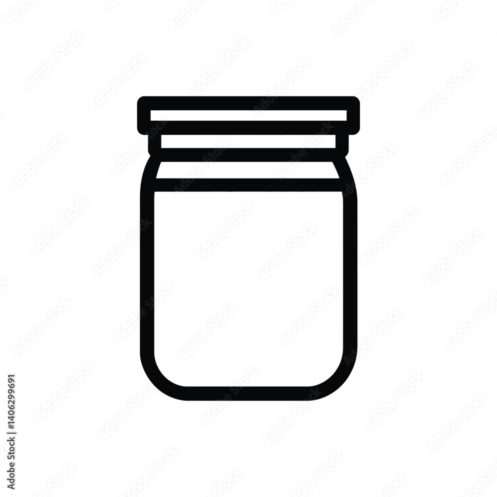 Poster outlined jar icon with a simple bold style and transparent background