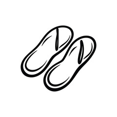Pair of Flip Flops Footwear with Outlined Design and White Background