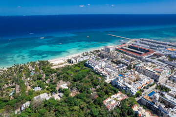 Aerial View of Playa del Carmen on a Sunny Day