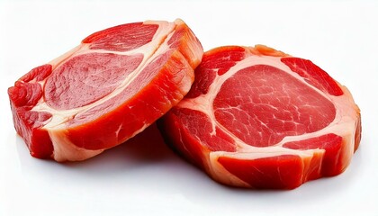 two pieces of pork isolated on white background 