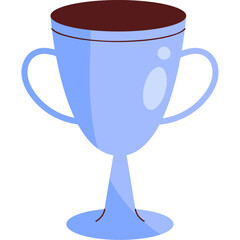 Blue Trophy Cup Icon in Flat Design
