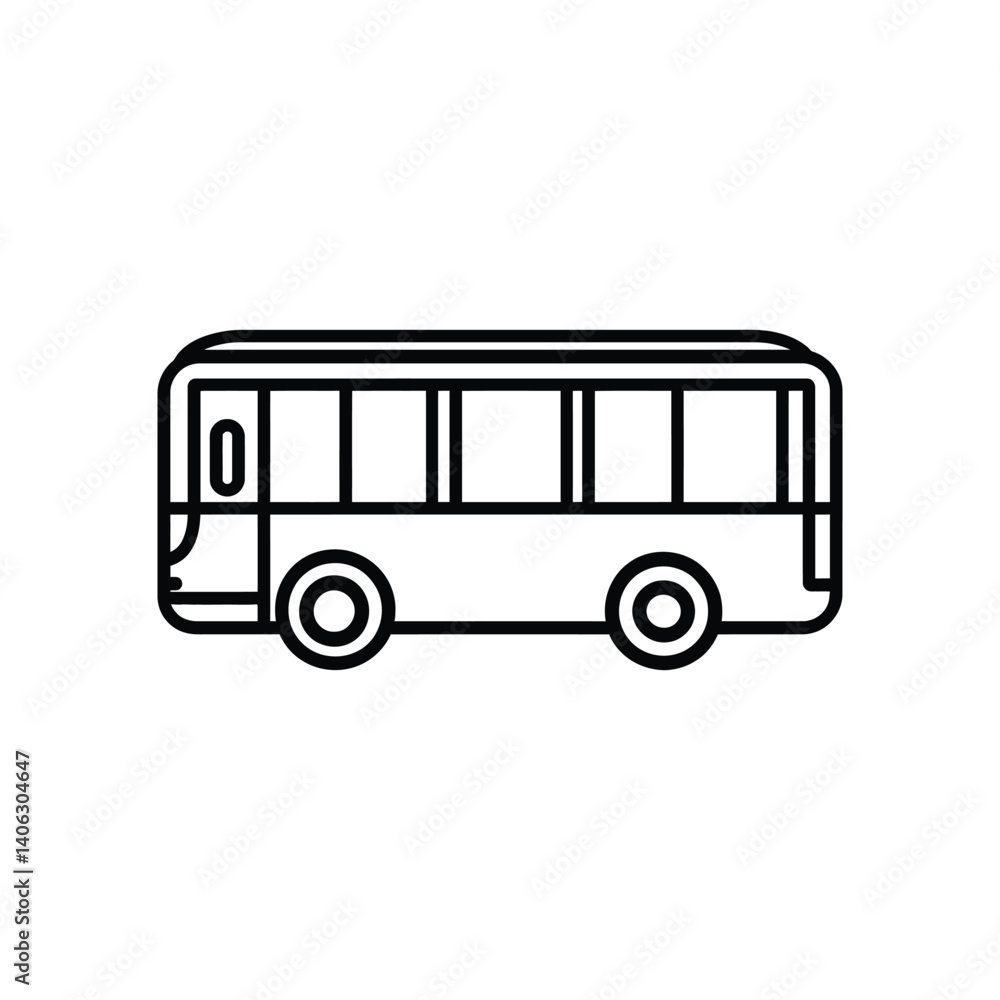 Poster simple style bus line drawing with transparent background icon design