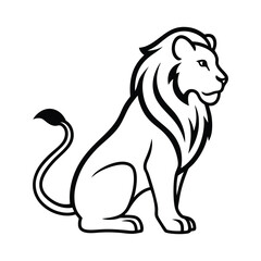 Minimalist Vector Lion Illustration with Bold Line Art Design