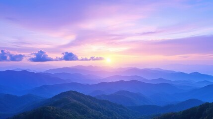 Obraz premium Majestic mountains with a sunset backdrop vibrant colors waiting to be filled warm glowing light panoramic view inspiring feeling