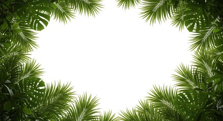 Lush Tropical Leaves Frame: A Vibrant, Natural Design