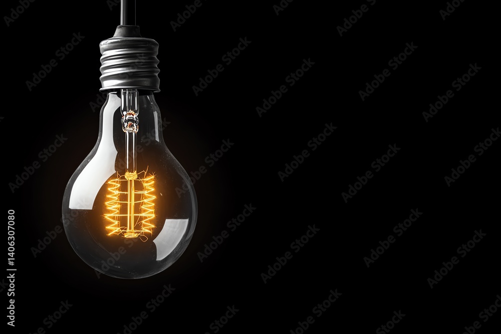 Poster a single vintage edison bulb glows brightly against a black background creating a warm inviting ambi