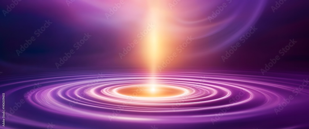 Poster a beam of light creating concentric circles on a reflective surface