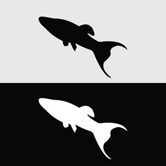 Platy fish silhouette logo design with white and black background
