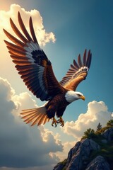 Obraz premium Majestic Eagle Wings Soaring, soaring, wildlife