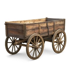 Fototapeta premium Wooden cart wagon isolated on white background