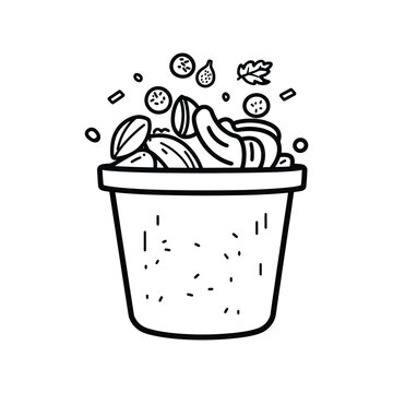 recommend clip art: Fruit Bowl Outlined With Leaf And Fig In White Background