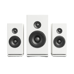 Obraz premium Vibrant speaker setup home studio cutout background image modern environment eye-level view audio experience