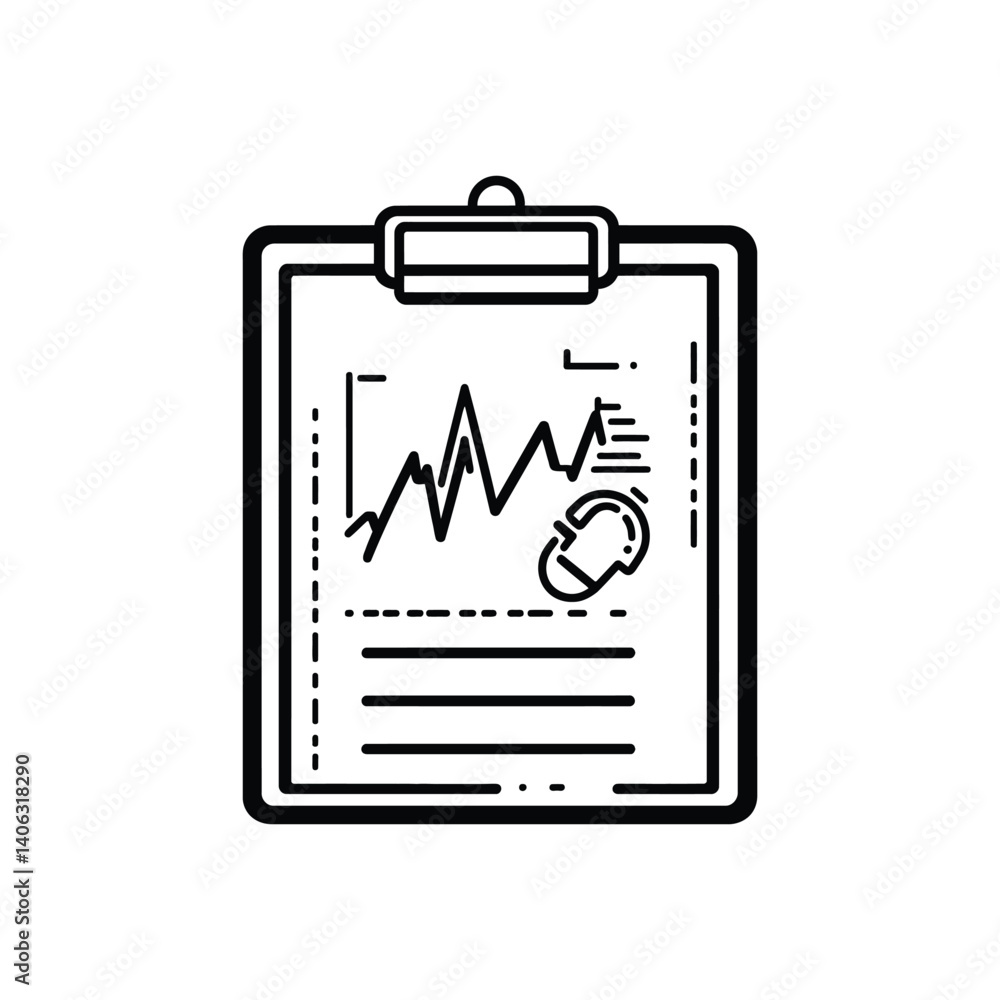 Aufkleber modern clipboard outline icon with statistics chart isolated on transparent background