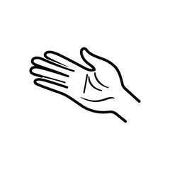 Open Hand Outline with Palm Lines on Transparent Background