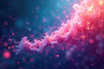 Swirling particles suspended in a translucent grid background, space, glowing