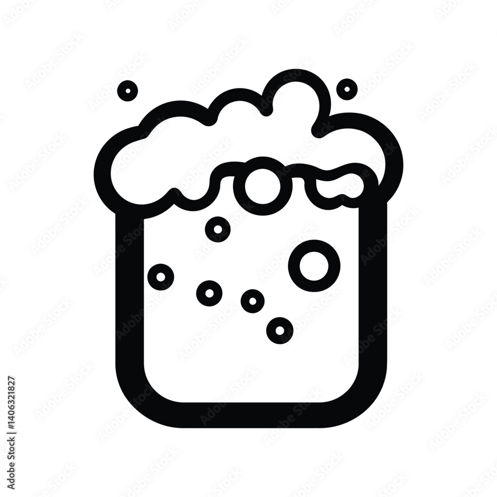 Aufkleber soap bubbles square container with transparent background black line icon design