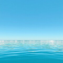 Obraz premium Tranquil Blue Ocean Waves Under Clear Sky at Horizon Line