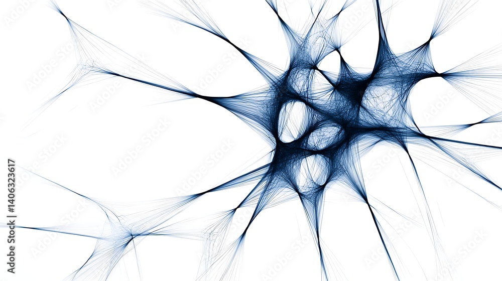 Aufkleber this abstract design showcases intricate lines forming a web-like structure in dark blue against a c