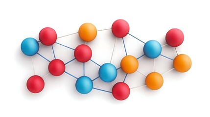 Fototapeta premium Colorful graph illustration showcasing nodes connected by lines, representing networks and relationships in a modern and abstract style for creative projects.