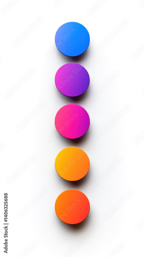 Poster a row of colorful circles with the letters i, v, and x on the top. the circles are arranged in a lin