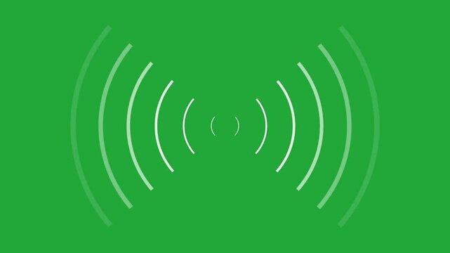 Radio wave looping on green screen background chroma key alpha channel