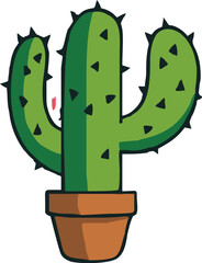 SunnySpikes – Cute Cartoon Cactus in Flat Pot