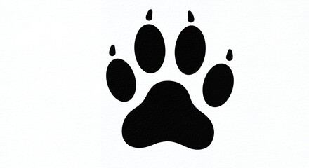 Paw Print Icon on White Background Simple Design