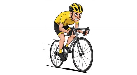 Obraz premium Cartoon cyclist illustration active lifestyle sport
