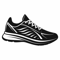 Black Silhouette of a Modern Athletic Running Shoe Vector Illustration