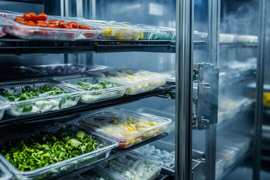 Frozen food products being processed through an automated cold chain system