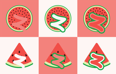 Letter Z watermelon. This logo combines letters and watermelon fruit. Suitable for fruit shops, orchard, juice and the like.