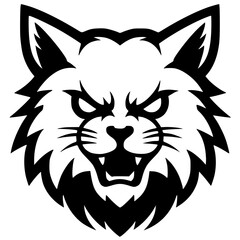 Obraz premium Angry cat face logo silhouette