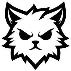 Angry cat face logo silhouette