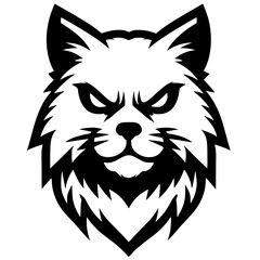 Angry cat face logo silhouette