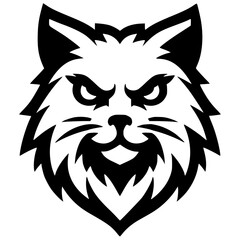 Angry cat face logo silhouette