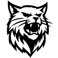 Angry cat face logo silhouette