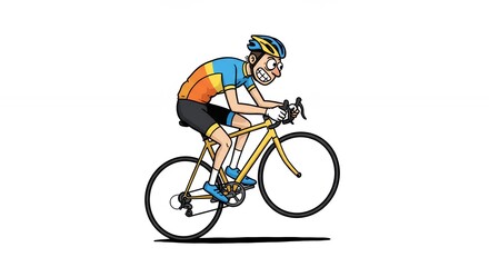 Naklejka premium Cartoon cyclist riding bicycle illustration