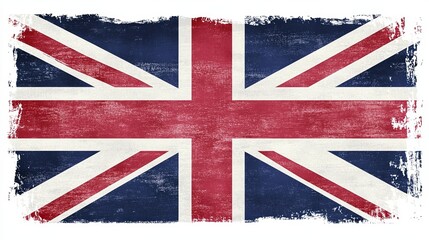 Fototapeta premium Grunge shaped brushed flag of United Kingdom, isolated on white background, in style of vector.