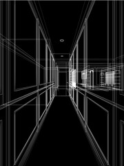 3d rendering  of interior corridor