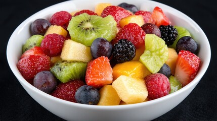 Fresh fruit salad in bowl colorful and healthy food photography