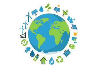 Globe with Sustainable Icons