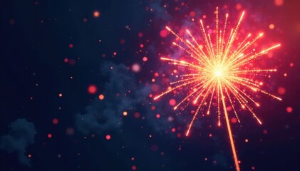 Obraz premium Firework shapes exploding into a vibrant starburst in mid-air, sky, cloud