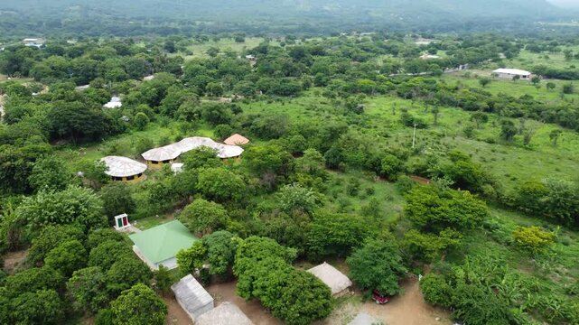 Drone Journey Around Maloka in Sierra Nevada de Santa Marta National Park. Embark on a spectacular aerial journey around a traditional Maloka in the heart of Sierra Nevada de Santa Marta National Park