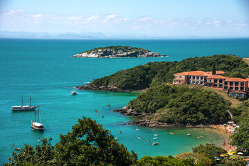 Aerial View of João Fernandes Beach and Island in Búzios, Brazil