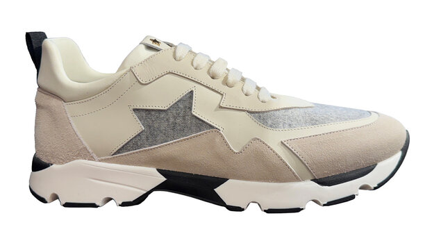 Women's white Lorena Antoniazzi Iconic sneaker in Ivory White and Beige.