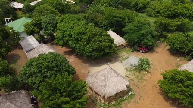 Drone Journey Around Maloka in Sierra Nevada de Santa Marta National Park. Embark on a spectacular aerial journey around a traditional Maloka in the heart of Sierra Nevada de Santa Marta National Park