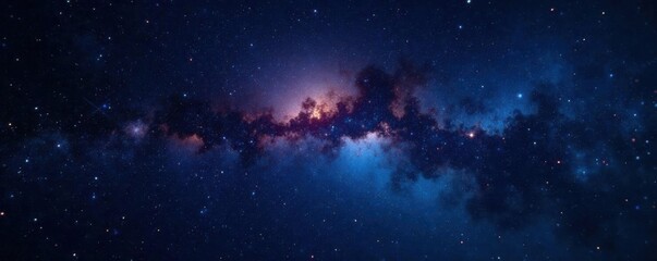 Naklejka premium Dark starry expanse filled with countless tiny twinkling lights, galaxy, cosmos, space