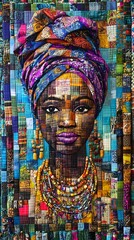 Fototapeta premium Colorful Fabric Portrait of African Woman