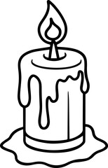 candle with melting wax outline coloring book page line art vector illustration
