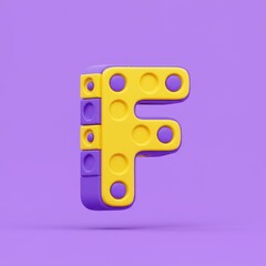 Naklejka premium Letter f construction toy style on white background